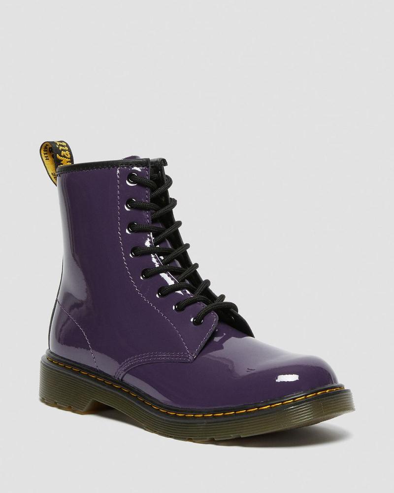 Purple Kids\' Dr Martens Youth 1460 Patent Leather Lace Up Boots | CA 713WNB